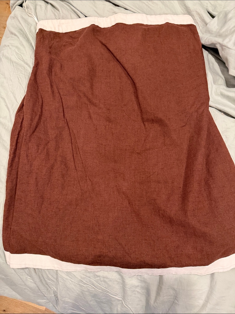 Classic Brown Linen strapless mini dress- Women's Casual A-Line